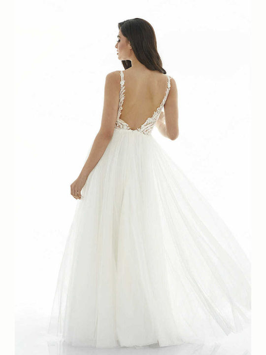 RichgirlBoudoir Maxi Νυφικό Φόρεμα με Τούλι & Διαφάνεια Λευκό