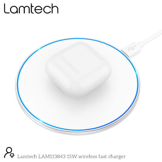 Lamtech Ασύρματος Φορτιστής (Qi Pad) 15W Λευκός (LAM113843)