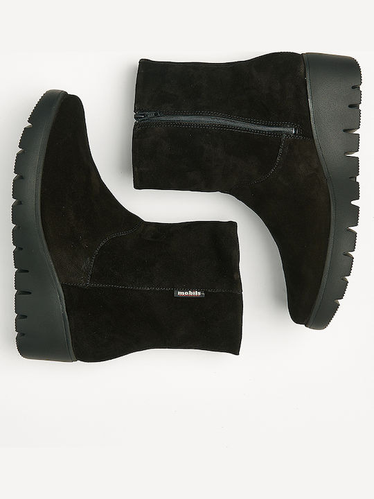 Leder Stiefeletten Damen Schwarz