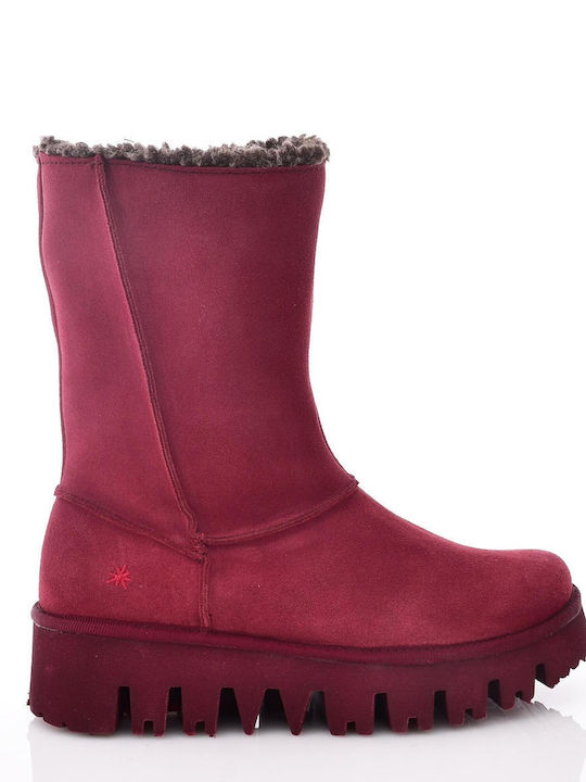 Art Kids Suede Anatomic Boots with Zipper Red