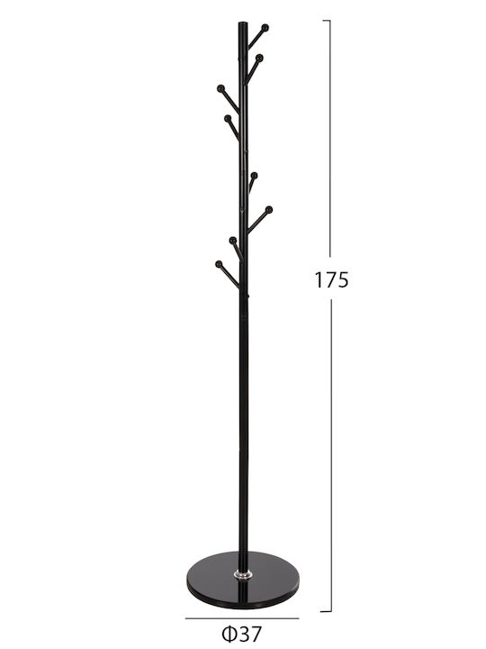 HomeMarkt Metallic Coat Rack Black 37x37x175cm