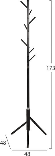 HomeMarkt Καλόγερος Μεταλλικός Μαύρος 48x48x173cm