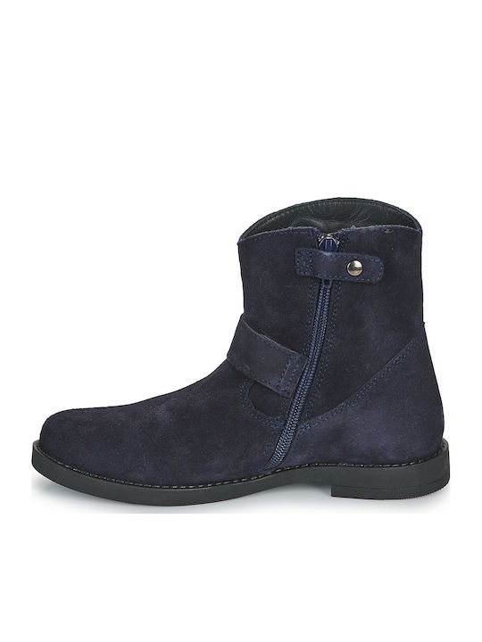 Leather Kids Boots Navy Blue