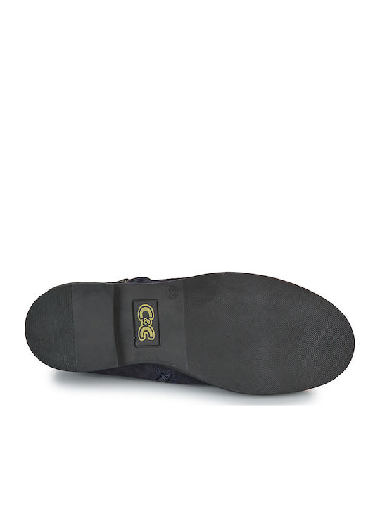 Leather Kids Boots Navy Blue