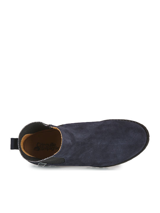 Leather Kids Boots Navy Blue