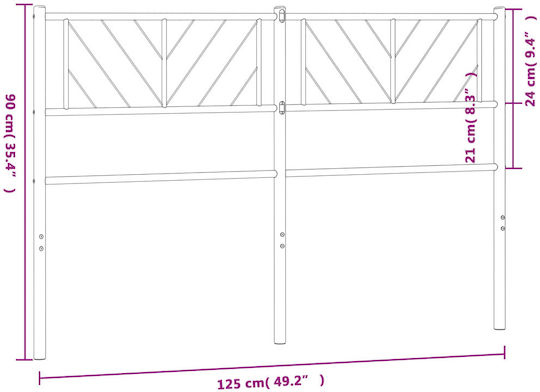 vidaXL Металик Бяло Табло За Легло 125x90см