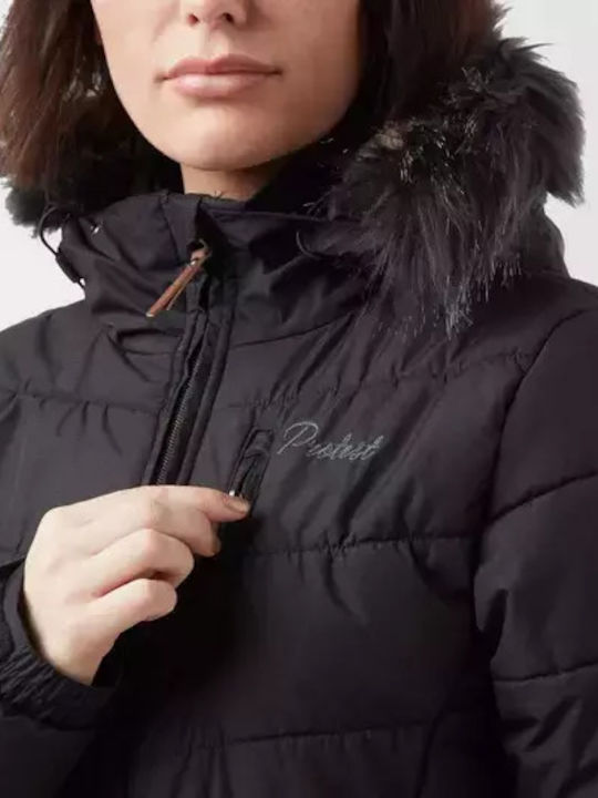 Κοντό Γυναικείο Puffer Μπουφάν για Χειμώνα Black