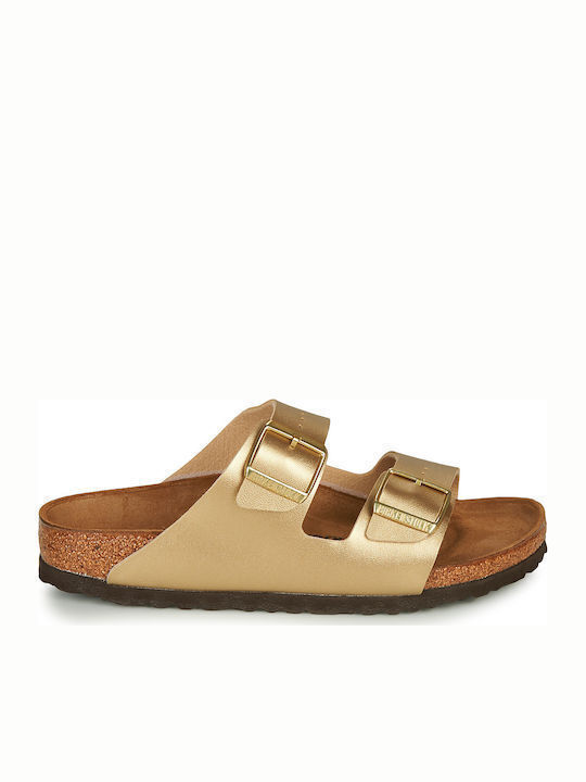 Birkenstock Classic Arizona Damen Flache Sandalen in Gold Farbe Schmal Passform