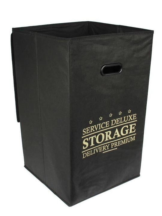 Wäschekorb Stoff Klappbar 70lt mit Deckel 35x35x58cm Schwarz