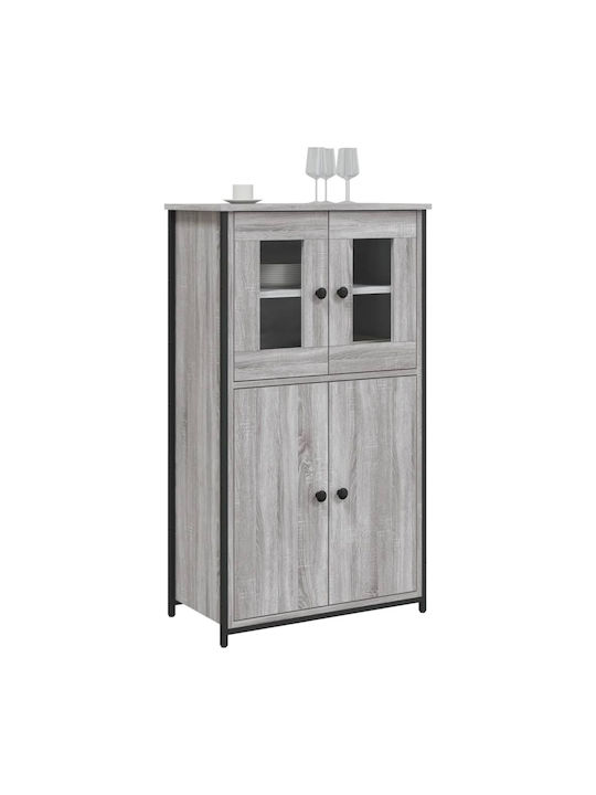 Wohnzimmer Vitrine aus Spanplatte mit Verglasung in Grau Sonoma 62x32x106.5cm