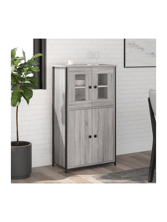 Wohnzimmer Vitrine aus Spanplatte mit Verglasung in Grau Sonoma 62x32x106.5cm