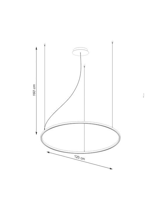 Sollux 120 Висящо Осветително тяло LED с Топло Бяло Светлина Черно