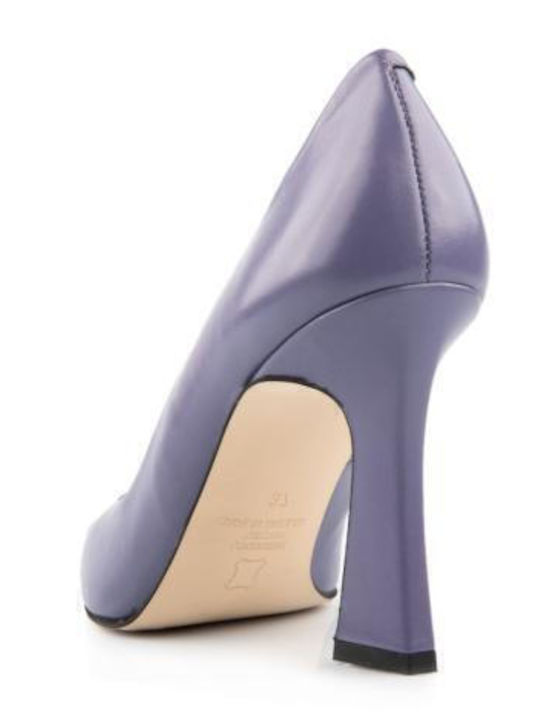 Leather Pointed Toe Light Blue High Heels