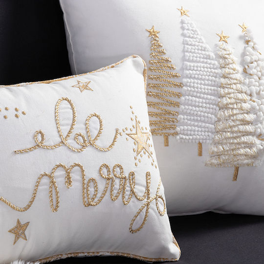 Nef-Nef Homeware Christmas Decorative Pillow Rectangular White 30x45cm