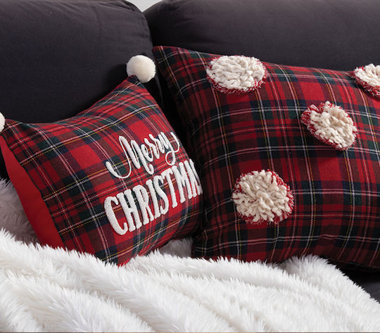 Nef-Nef Homeware Χριστουγεννιάτικο Διακοσμητικό Μαξιλάρι Τετράγωνο Κόκκινο 45x45εκ.
