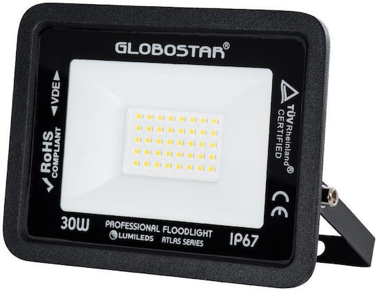 GloboStar Atlas Waterproof LED Floodlight 30W Natural White 4500K IP67