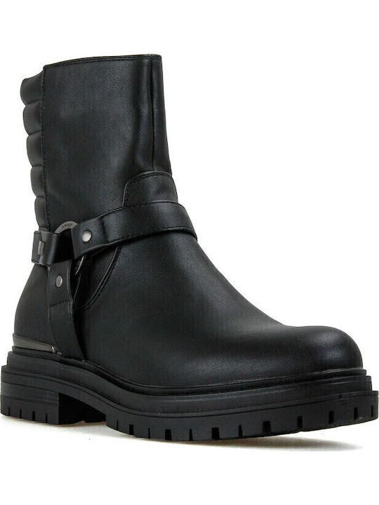 Courtney Moto Women's Ankle Boots with Medium Heel Black