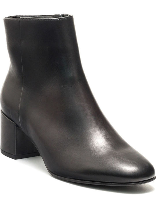 Perlapura Leather Women's Ankle Boots with Medium Heel Black