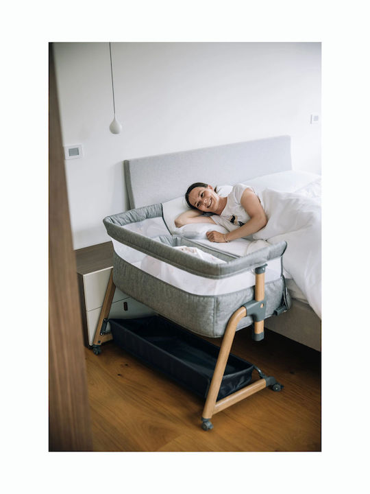 FreeOn Cradle with Mattress, Side Opening, and Wheels Gray