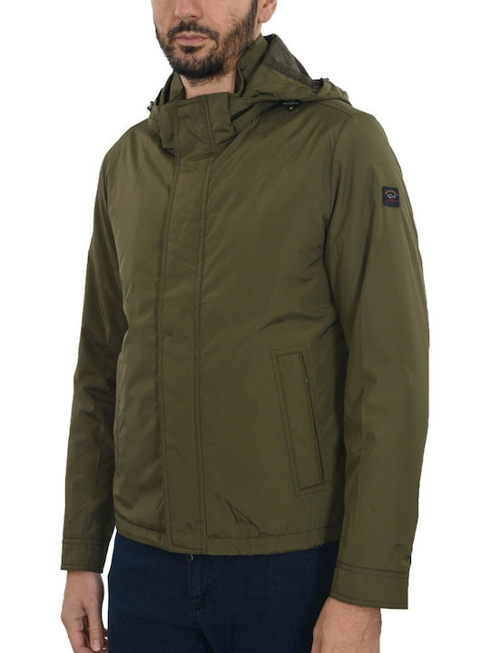 Paul & Shark Herren Winter Jacke Lässig Oil Green