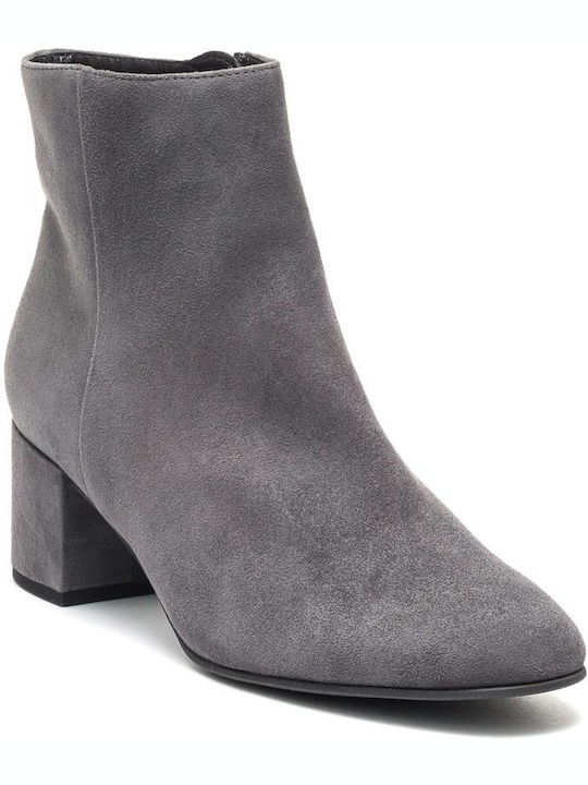 Perlapura Suede Women's Ankle Boots with Medium Heel Gray