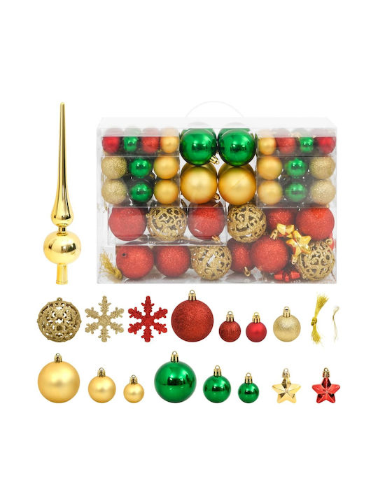 vidaXL Weihnachtshänger Kugel Ornament Glas Rot mit Goldstaub Set 112Stück