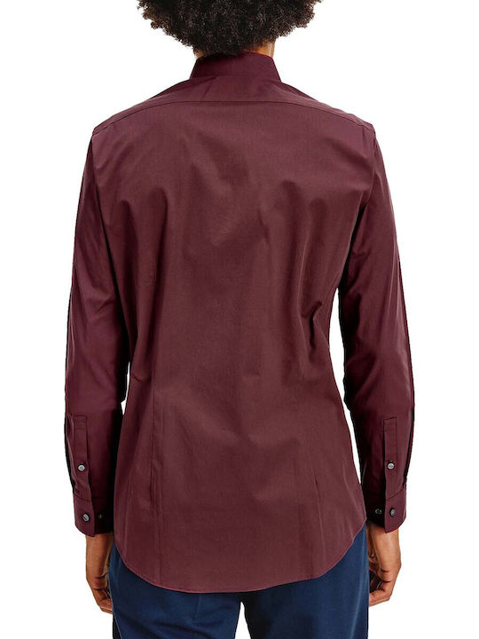 Calvin Klein Men's Shirt Long Sleeve Cotton Bordeaux.