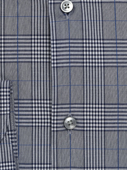 Hugo Boss Men's Shirt Long-sleeved Cotton Checked Blue