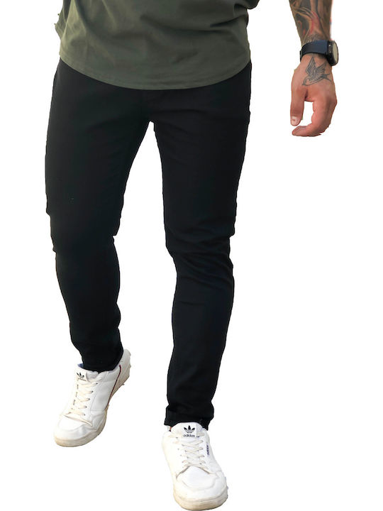 Men's Elastic Jeans Pants With Slim Straight Fit Black