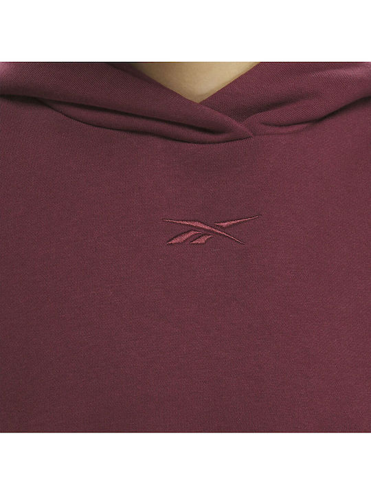 Μακρύ Γυναικείο Φούτερ με Κουκούλα Classic maroon