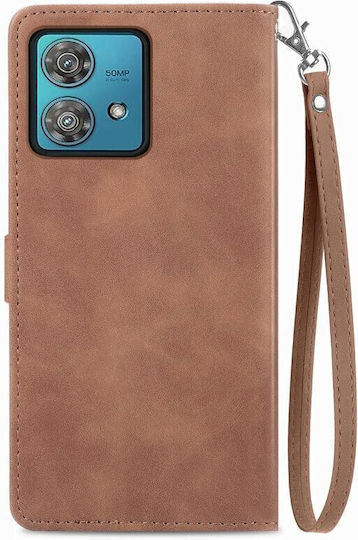 Flower Zipper Brieftasche Braun (Motorola Edge 40)