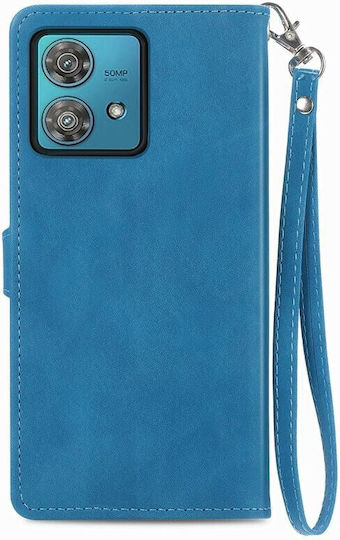 Flower Zipper Brieftasche Blau (Motorola Edge 40)