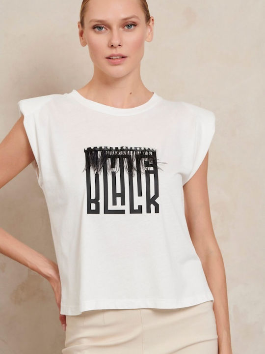 Matis Fashion pentru Femei Crop Top din Bumbac fără Mâneci Bej