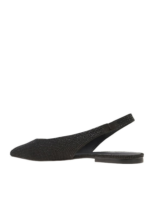 Fabric Slingback Ballerinas With strap Black