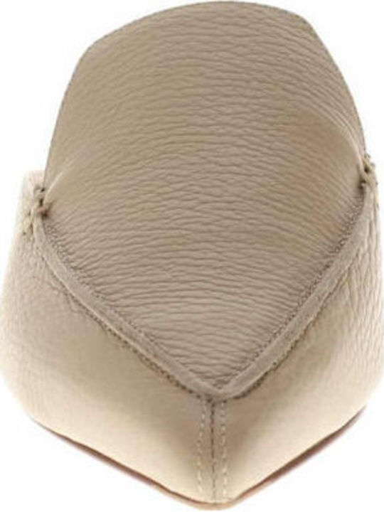 Flat Δερμάτινα Mules σε Μπεζ Χρώμα