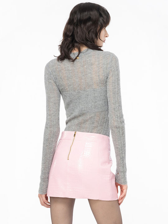 Pinko Women's Long Sleeve Crop Pullover Wool grey