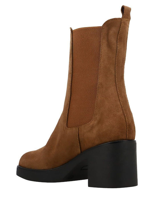 Leather Women's Ankle Boots Tabac Brown