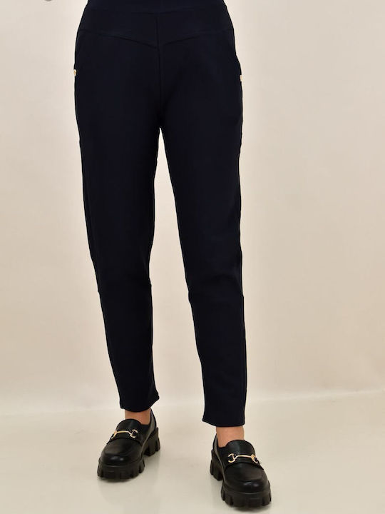 Potre Pantaloni de trening pentru femei cu cauciuc Dark Blue Fleece