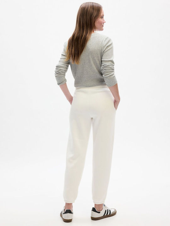 GAP Pantaloni de trening pentru femei cu cauciuc Off White Fleece
