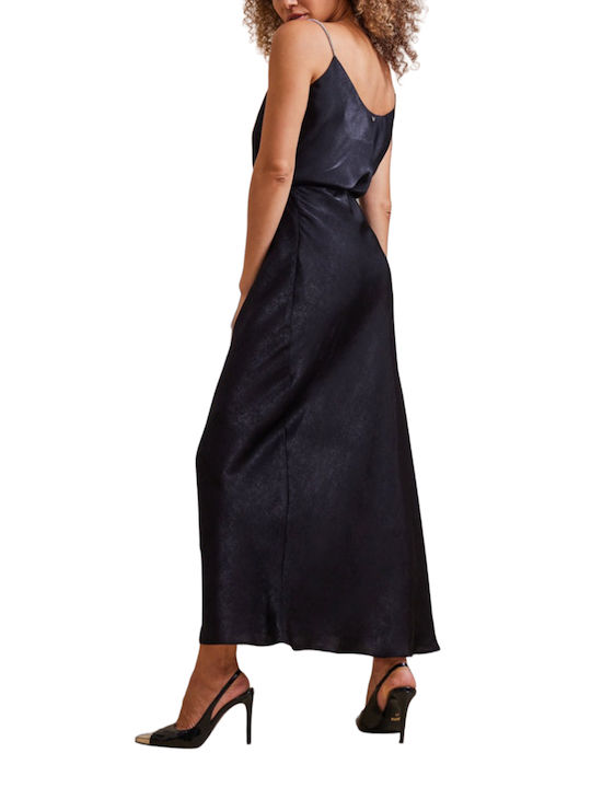 Enzzo Satin Maxi Rock in Schwarz Farbe