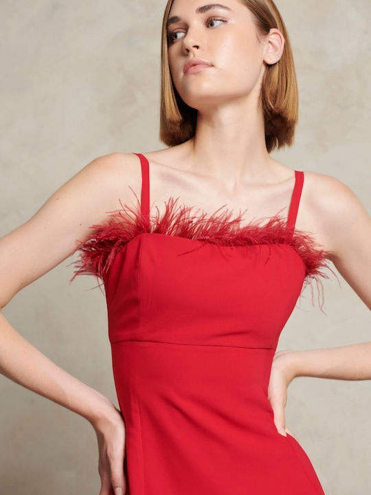 Midi Dress Spaghetti Strap Red