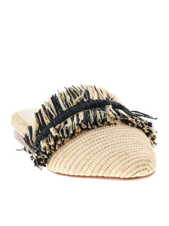 Flat Mules Nude/Μαύρο