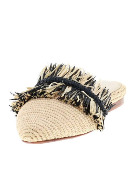 Flat Mules Nude/Μαύρο