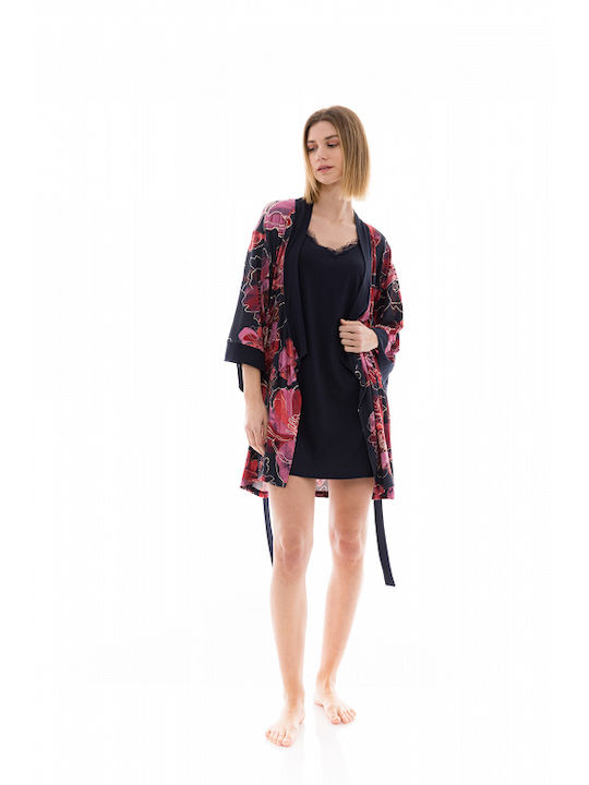 Pink Label Winter Women's Robe with Nightdress Magenta