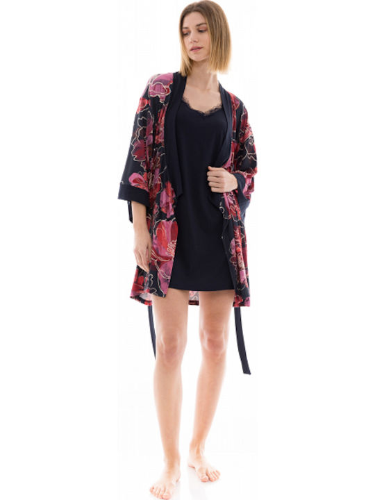 Pink Label Winter Women's Robe with Nightdress Magenta