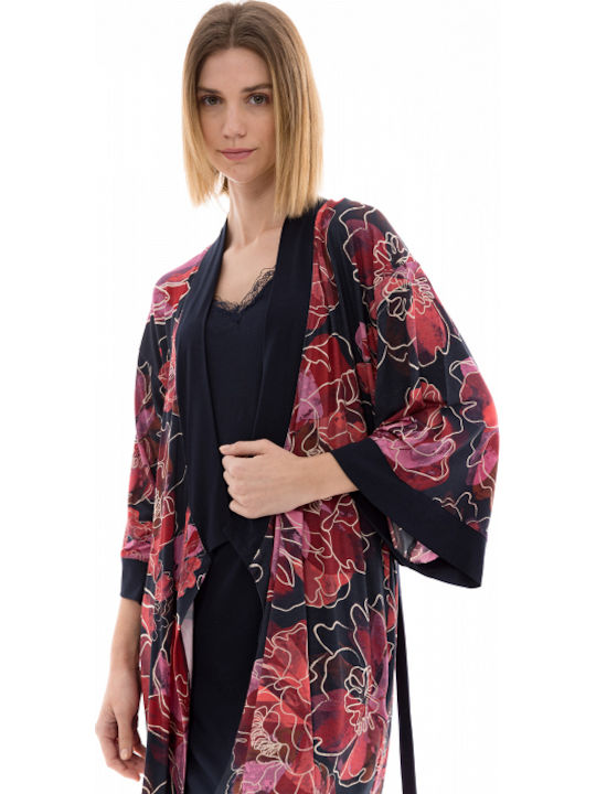Pink Label Winter Women's Robe with Nightdress Magenta