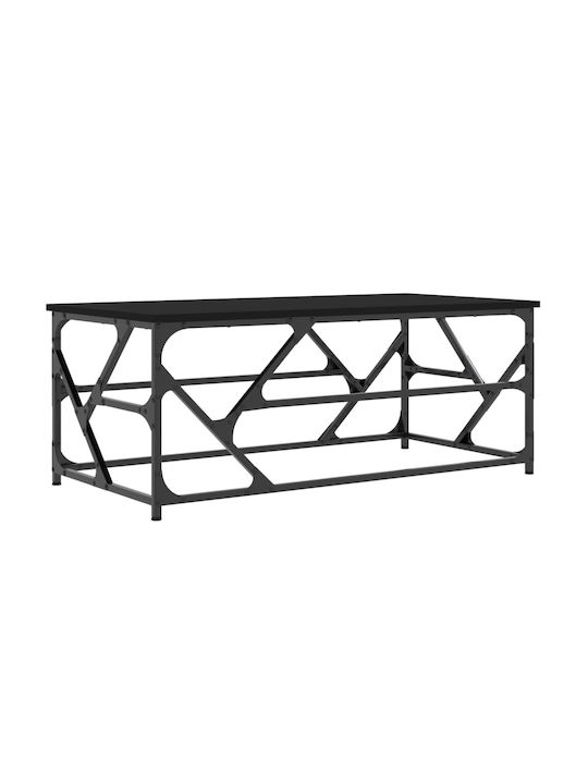 Rectangular Coffee Table Wooden Black Velvet-Black Metal L100xW50xH40cm.