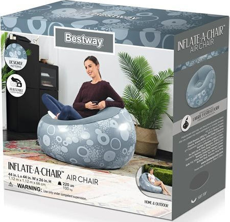 Bestway Φουσκωτή Πολυθρόνα Γαλάζια 112x112cm