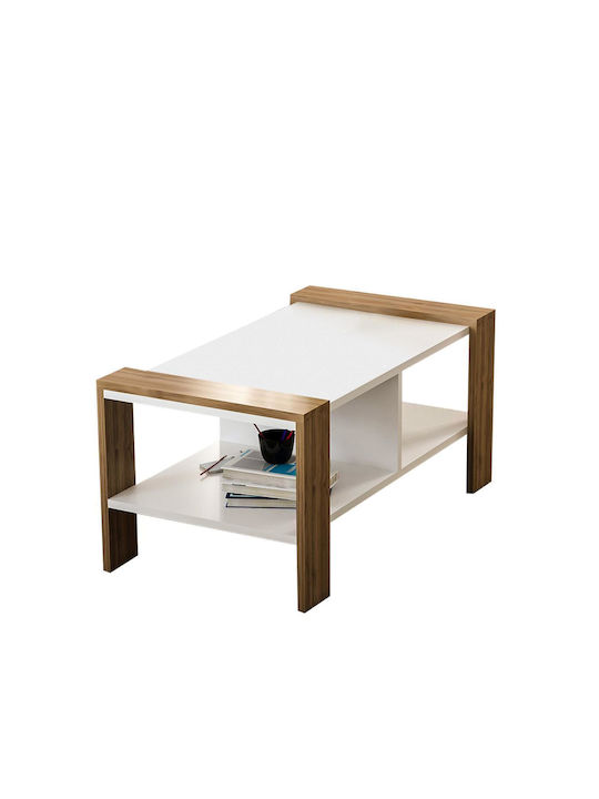 Rectangular Central Coffee Table Arsida Wooden White / Walnut M90xP60xH42cm