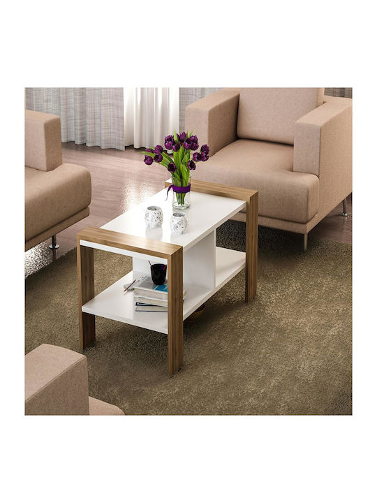 Rectangular Central Coffee Table Arsida Wooden White / Walnut M90xP60xH42cm